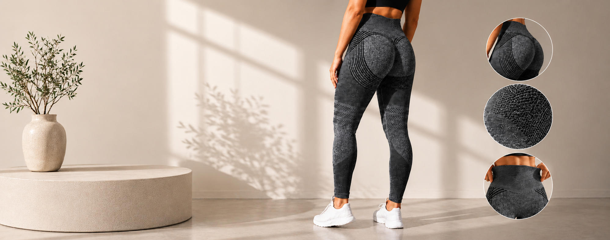 Model wearing Veloura anti-cellulite leggings